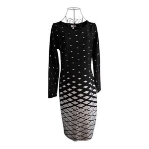 Lularoe Debbie Dress Sz Medium Diamond Midi Long Sleeve Cocktail Business Casual